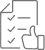 Icône de liste de contrôle ou document avec trois cases cochées et un pouce levé, symbolisant la validation, l'approbation et le succès.